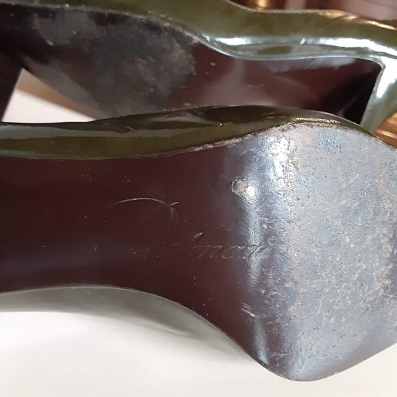 Delman,Army Green Patent Leather Heels - Picture 7 of 8